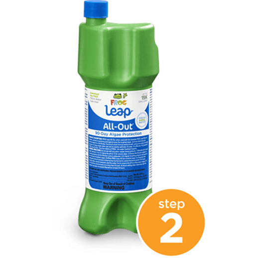 LEAP All-Out® pool treatment — prevents algae for 90 days with FROG® Leap system.