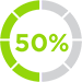 Icon showing “50% Less Chlorine” to represent reduced chlorine use with FROG® Fresh Mineral Water®.