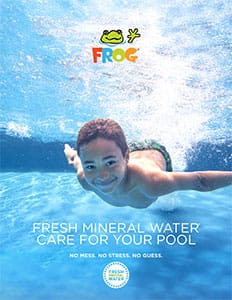All Pool Brochure with child swimming under water.