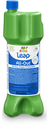 FROG® All-Out® — pool water treatment for long-lasting algae prevention.