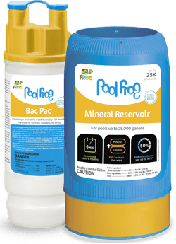 FROG® mineral reservoir and BAC Pac placed side by side for pool water care.