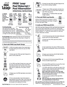 FROG® Pool Wake-Up!® / Pool Hibernation® Manual — instruction guide for seasonal pool care.