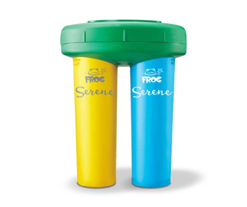 FROG® Serene® front view for hot tubs — featured on Hot Tub Supporting Chemicals pages for mineral and bromine water care.