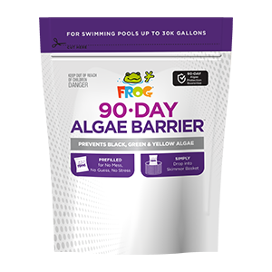 FROG® 90-Day Algae Barrier — long-lasting algae prevention treatment for pools, featured as an option alongside Algae Gone®.